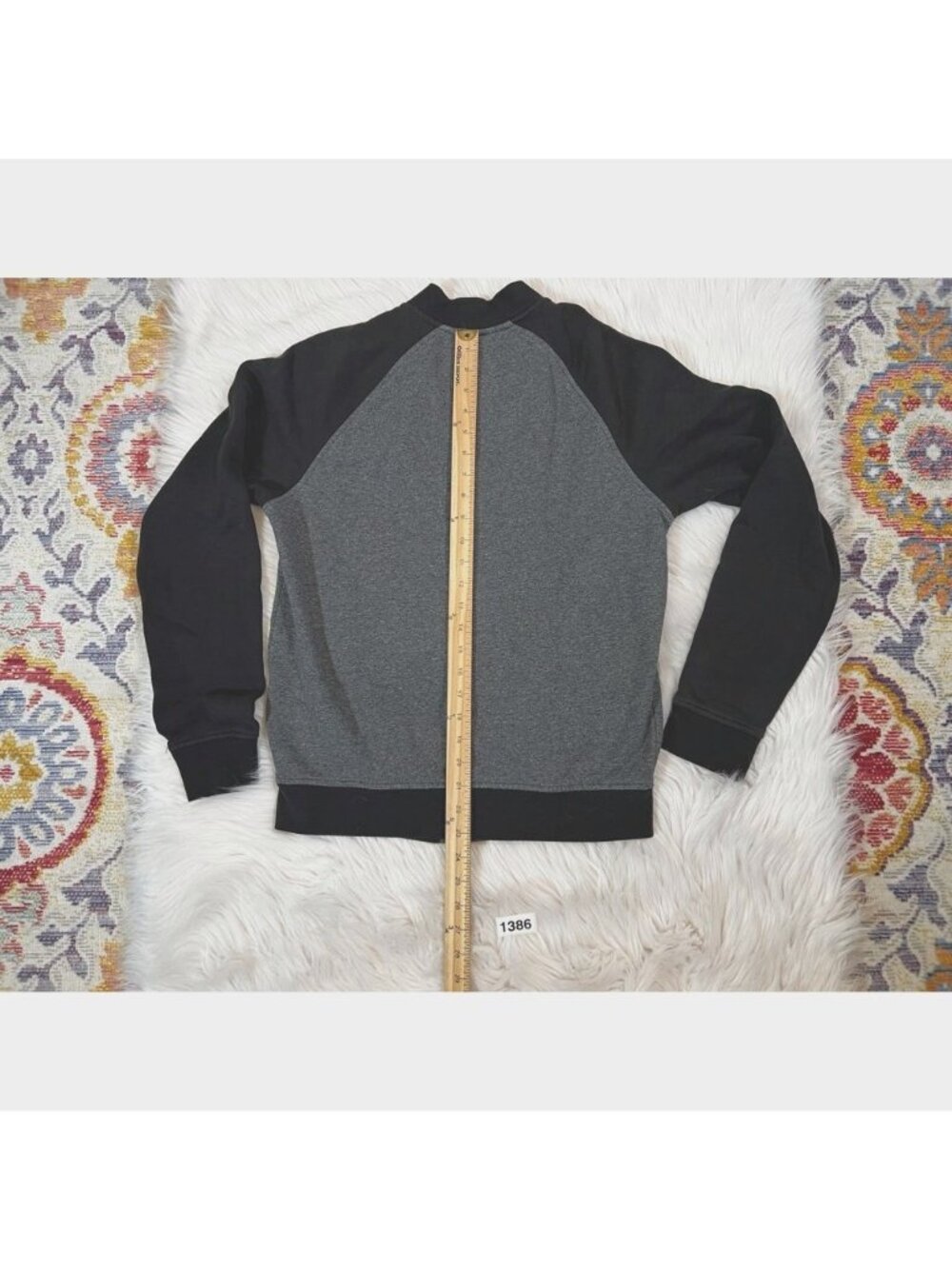 H&M Mens Varsity Jacket Black Sweatshirt Sm Gray Color Block Snap Pockets Collar - Picture 2 of 6